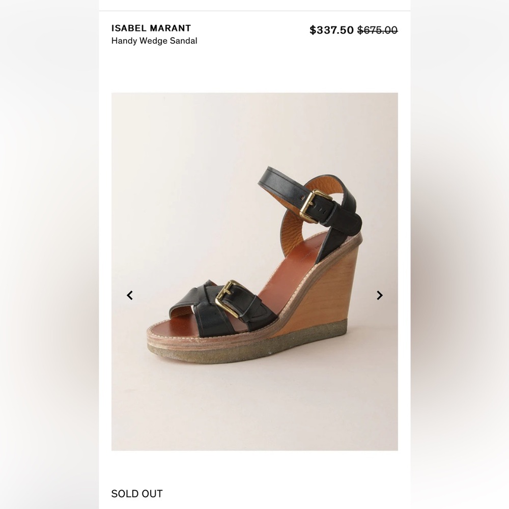 Isabel Marant wedge sandals Black Buckled Platform designer fashion wooden heel - Picture 7 of 7